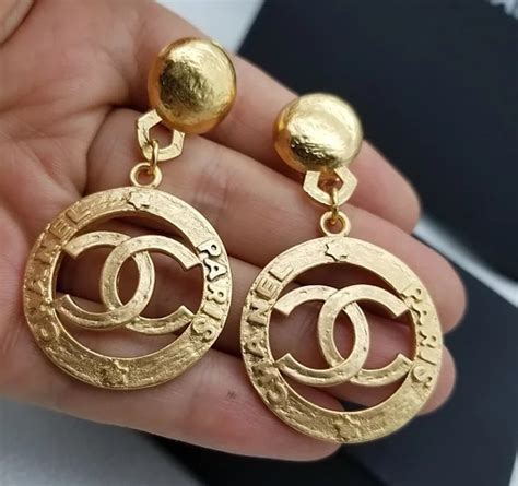 chanel style hoop earrings|vintage chanel hoop earrings.